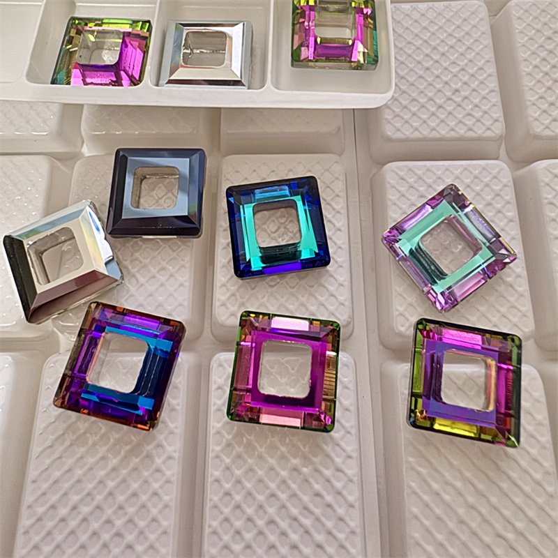 Wholesale 14mm Strass Square Ring Fancy Stone Bling Bling Flat Back Crystal Glass K9 Rhinestones For Jewelry Making