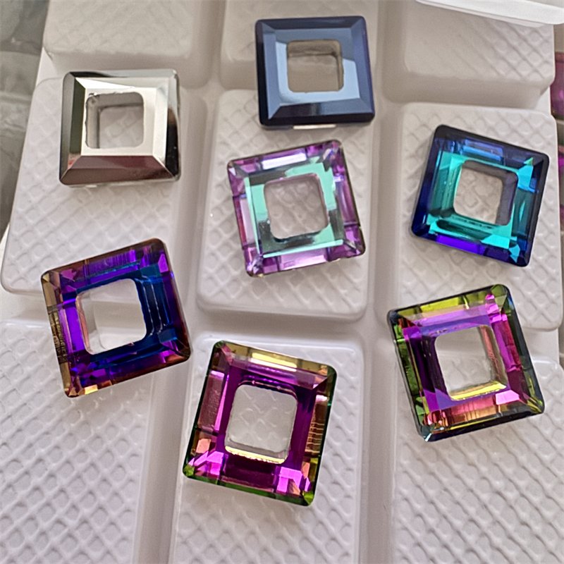 Wholesale 14mm Strass Square Ring Fancy Stone Bling Bling Flat Back Crystal Glass K9 Rhinestones For Jewelry Making