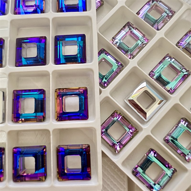 Wholesale 14mm Strass Square Ring Fancy Stone Bling Bling Flat Back Crystal Glass K9 Rhinestones For Jewelry Making