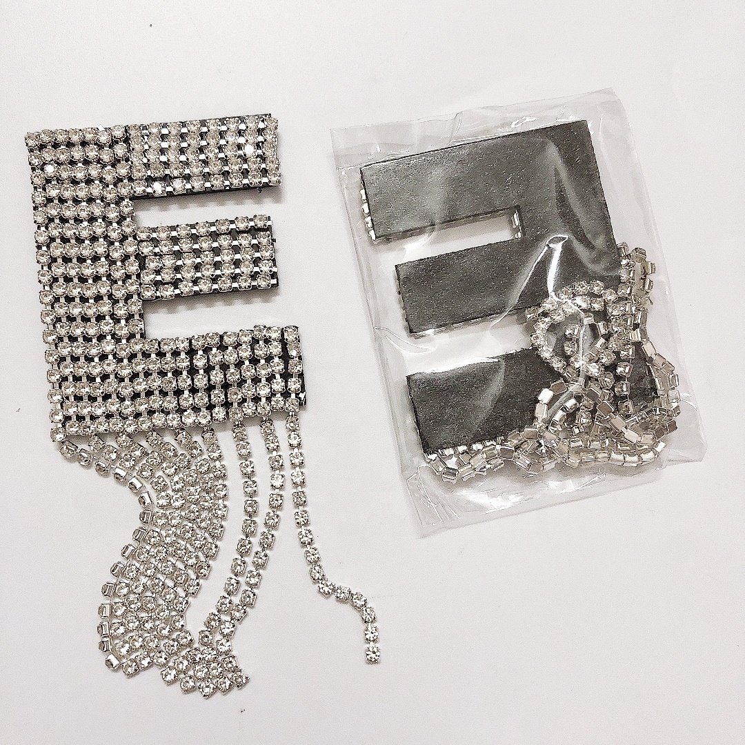 Decorative alphabet 26 letter tassel rhinestone patch for bag LT9326