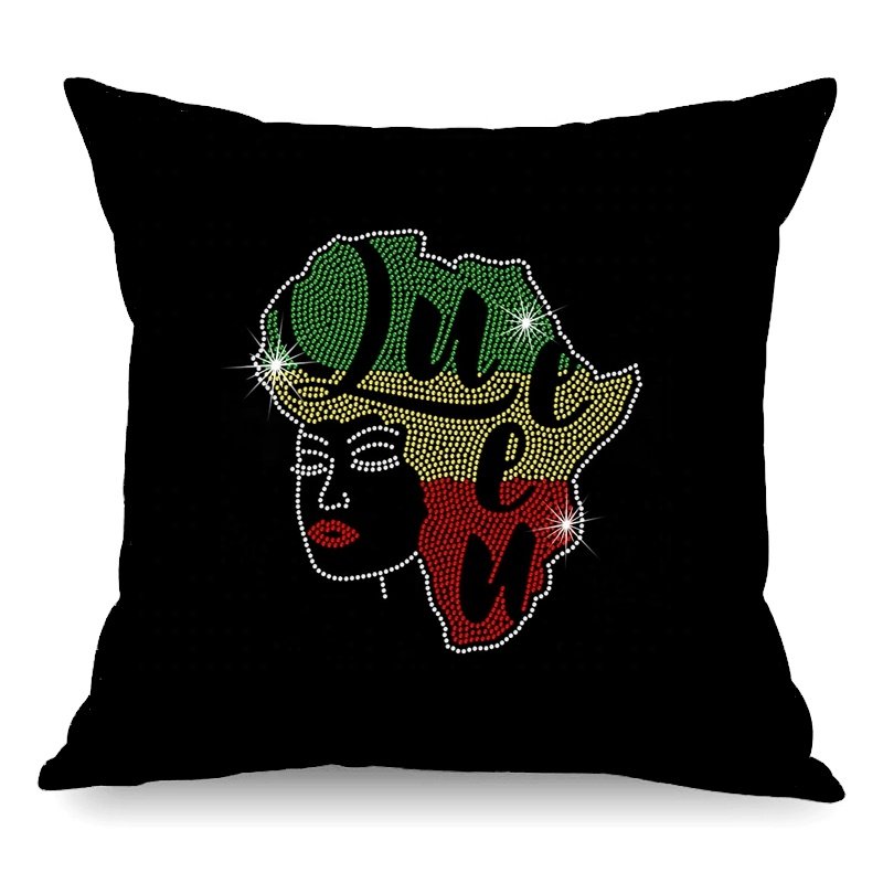 New Hot African Map Wholesale African Girl Bling Sheet Hot fix Afro Rhinestone Transfer Heat iron on Design Afro for t-shirt
