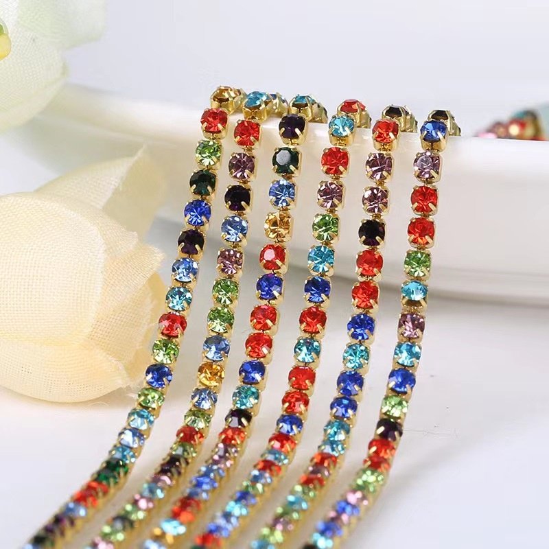 Professional service single row chain trim clothes shoes hats accessories glass rhinestone trim