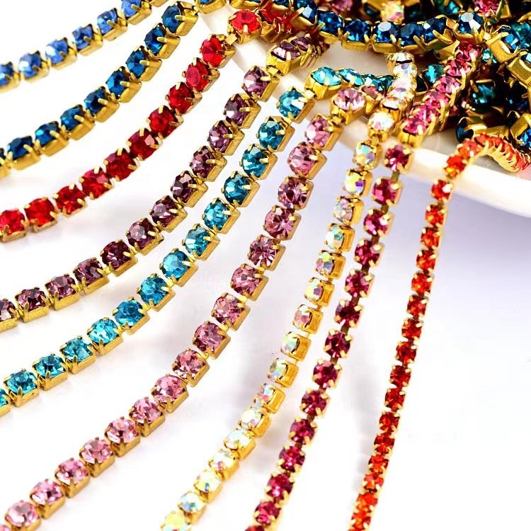 Professional service single row chain trim clothes shoes hats accessories glass rhinestone trim
