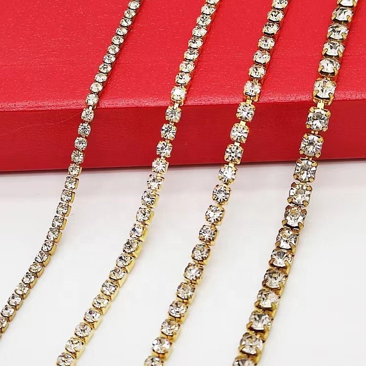 Professional service single row chain trim clothes shoes hats accessories glass rhinestone trim