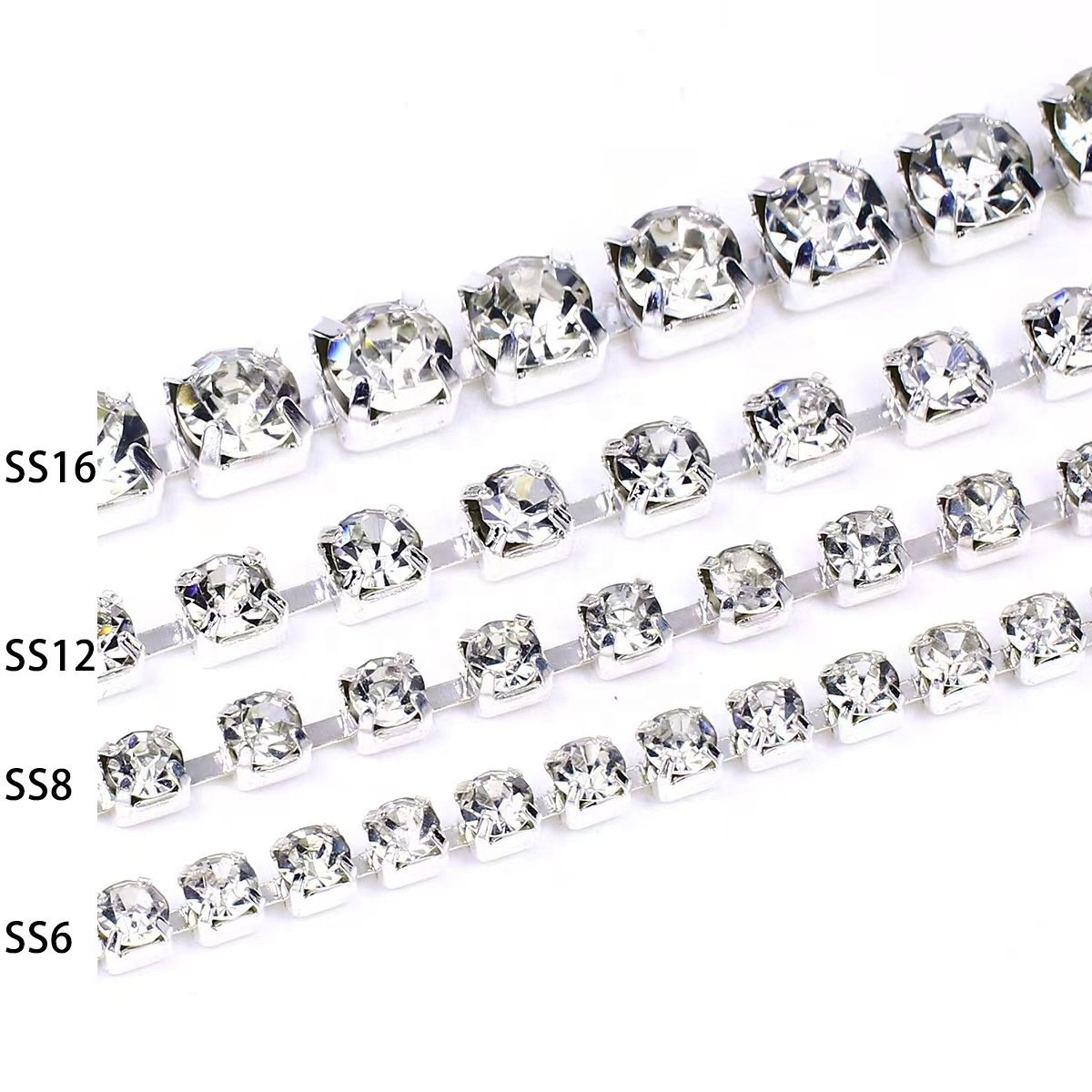 Professional service single row chain trim clothes shoes hats accessories glass rhinestone trim