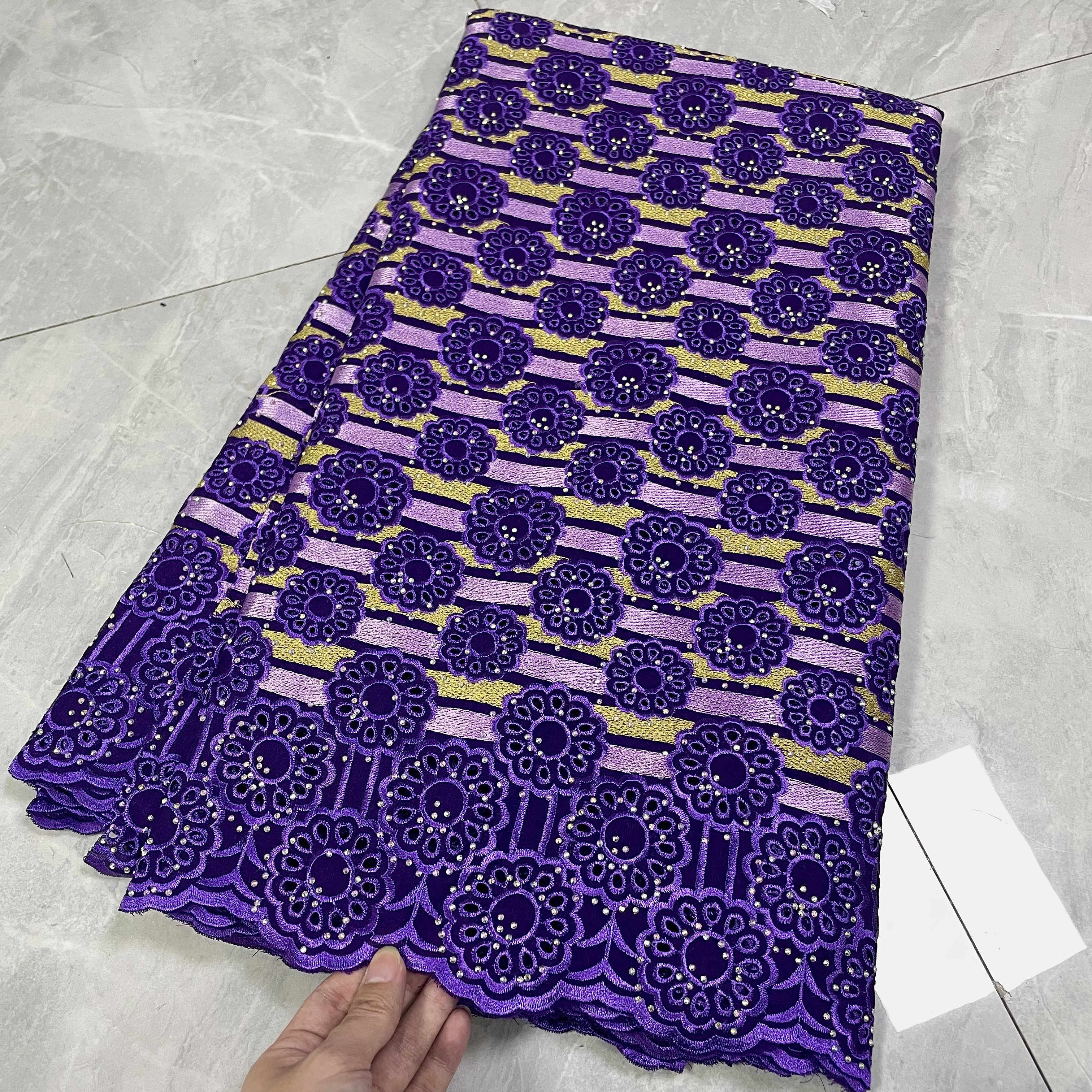 Orginal Dubai African Lace Fabric With Rhinestones 2024 High Quality Nigeria Swiss Voile Lace Fabric For Sew Party Dresses