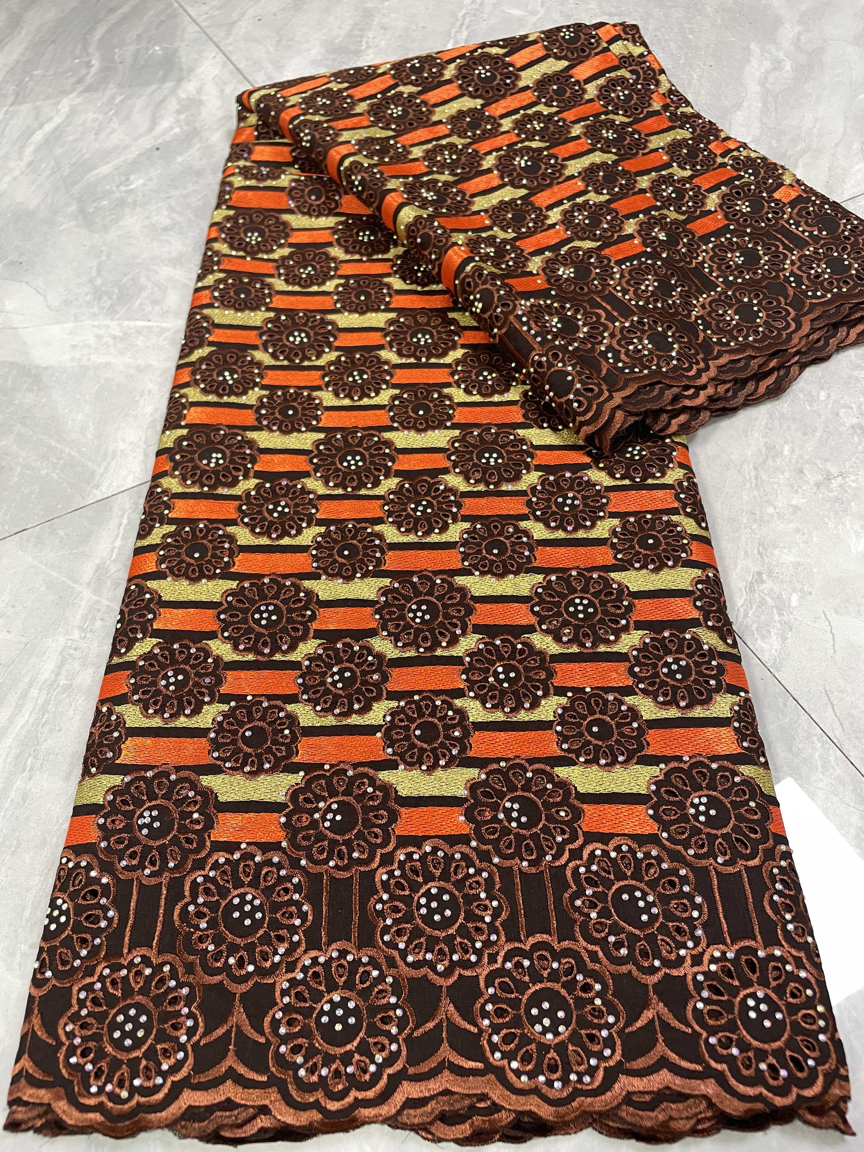 Orginal Dubai African Lace Fabric With Rhinestones 2024 High Quality Nigeria Swiss Voile Lace Fabric For Sew Party Dresses
