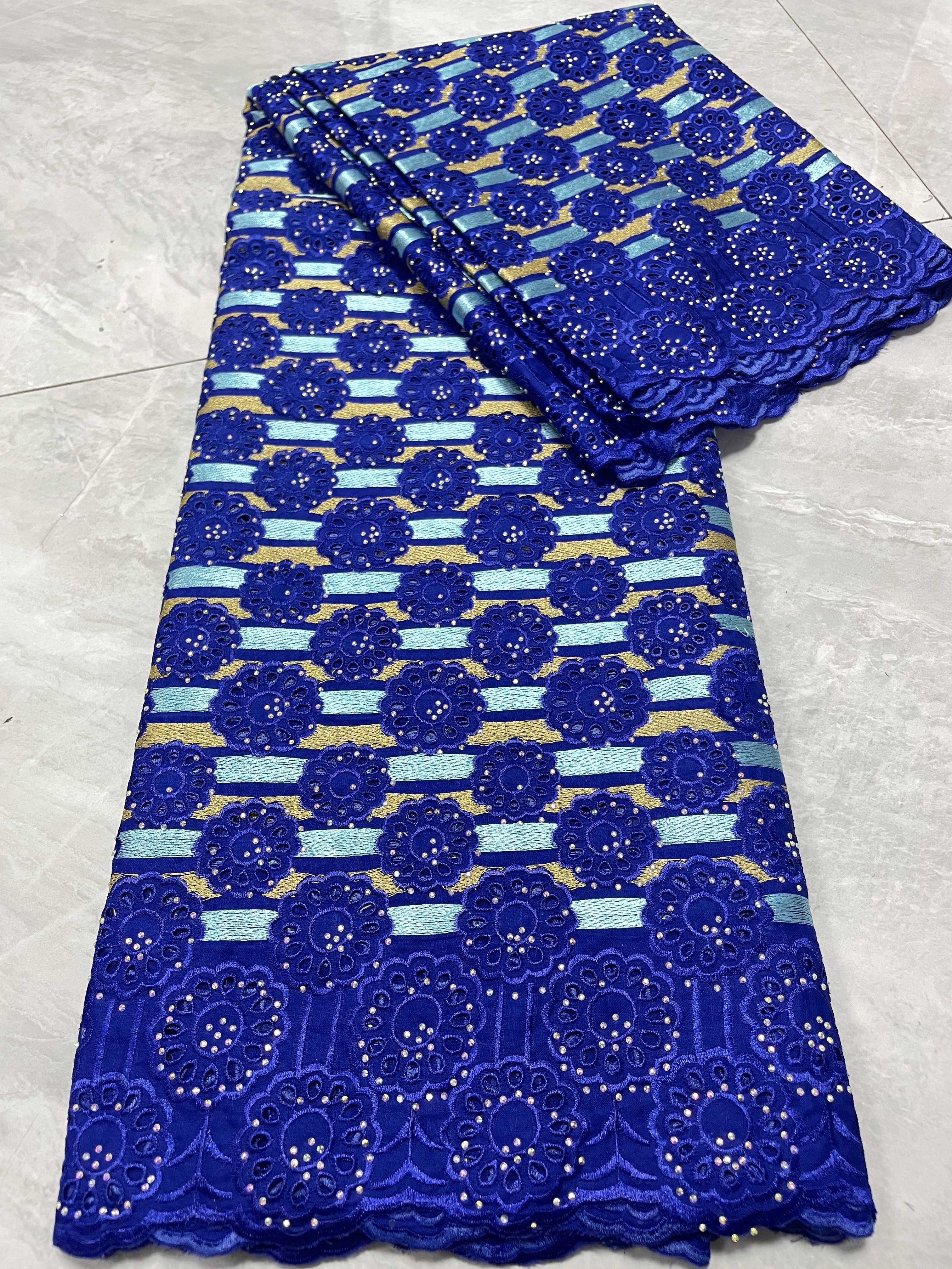 Orginal Dubai African Lace Fabric With Rhinestones 2024 High Quality Nigeria Swiss Voile Lace Fabric For Sew Party Dresses