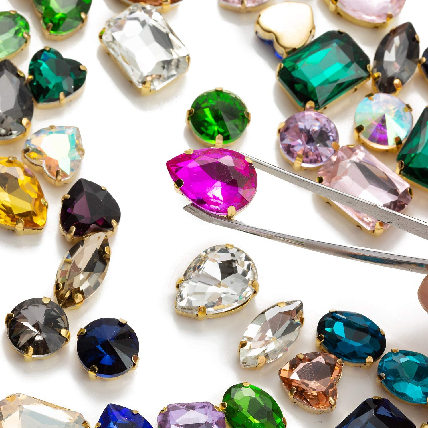 Rhinestones Flat Back Glass Crystal Drop Around Acrylic AB Diamond Sew On Rhinestone With Claw