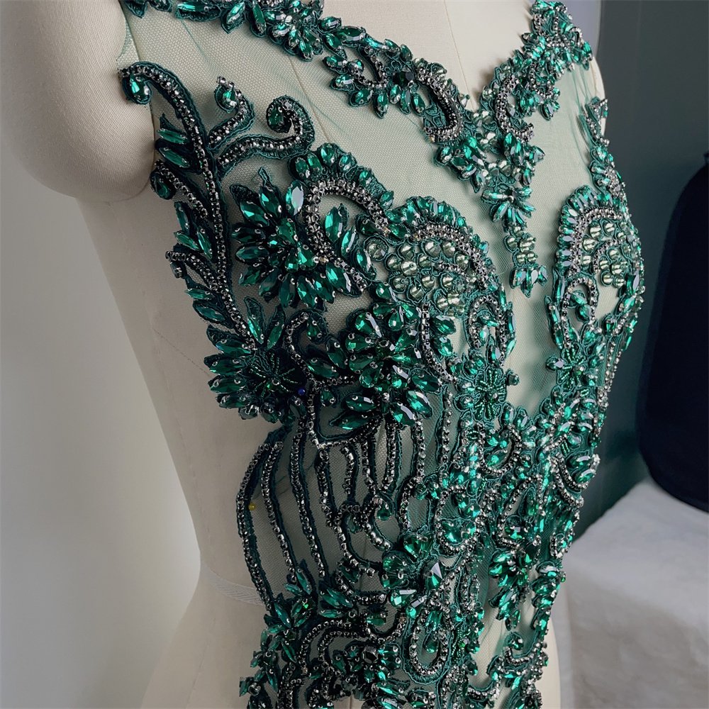 many color in stock handmade Sew on Rhinestone Bodice patches appliques sew on for wedding party