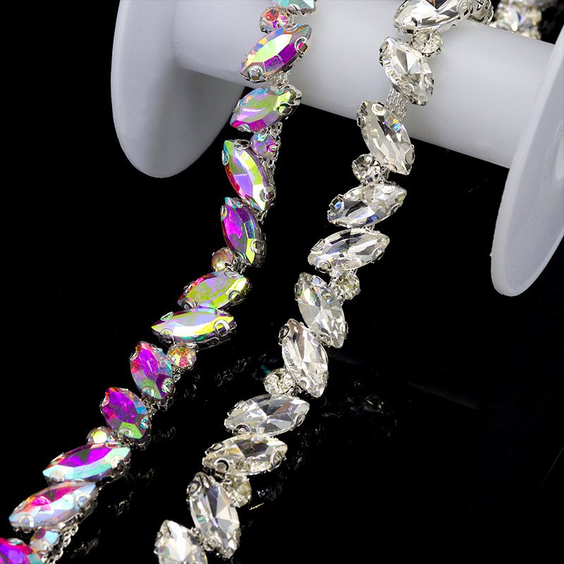Rhinestone Cup Chain Trimming over 100 Designs 10 Yard Fringe for Garment Decoration Bags Necklace Earring Sew-On Technique