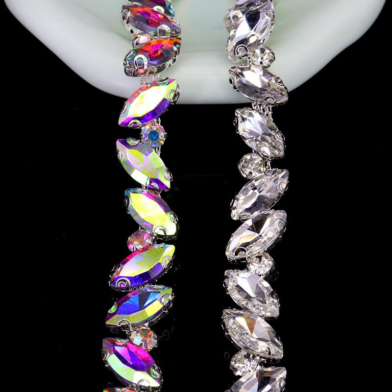 Rhinestone Cup Chain Trimming over 100 Designs 10 Yard Fringe for Garment Decoration Bags Necklace Earring Sew-On Technique