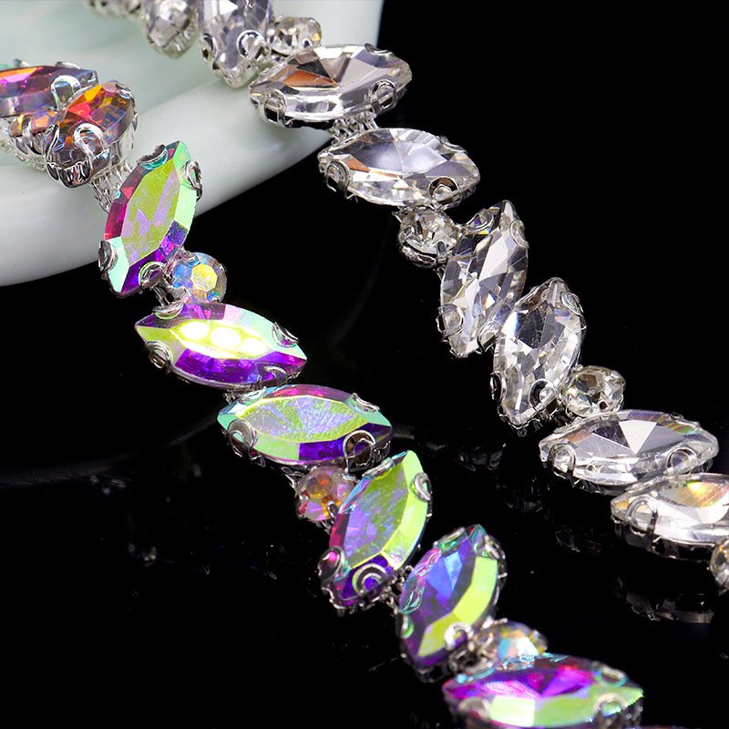 Rhinestone Cup Chain Trimming over 100 Designs 10 Yard Fringe for Garment Decoration Bags Necklace Earring Sew-On Technique