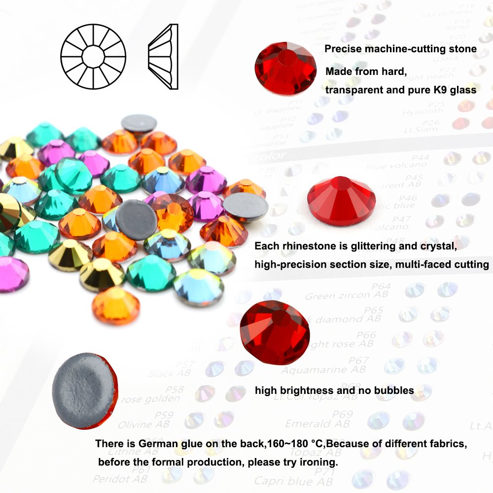 Yantuo High Quality Hotfix Rhinestones Hot-Fix Cristals Stones Strass Iron On Motif Crystal Rhinestone For Clothes Decoration