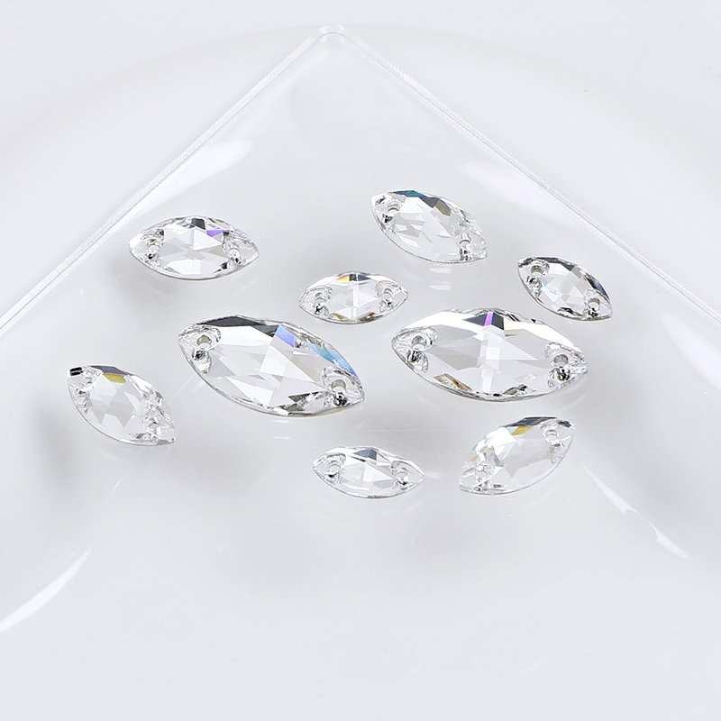Navette shape sew-on rhinestones flatback with hole stones lead-free crystal beads for garment sewing accessories wholesale