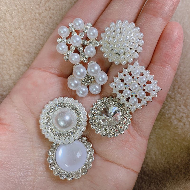 Factory Metal Shank Button Flower Shape Pearl rhinestone Buttons Clothing Coat Sweater Snap Buttons Decoration