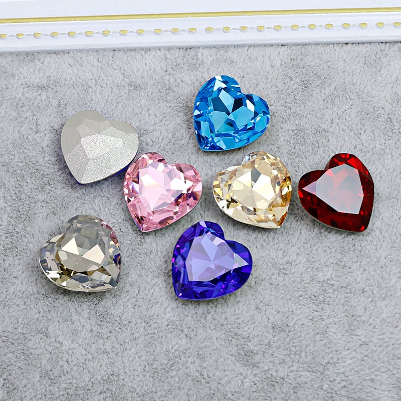 Crystal rhinestones Heart shape pointback k9 fancy stone big size 28mm crystal stone beads for jewelry diy accessories wholesale
