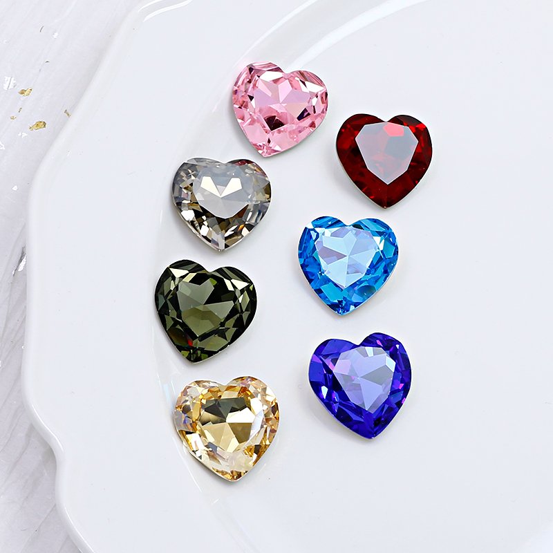 Crystal rhinestones Heart shape pointback k9 fancy stone big size 28mm crystal stone beads for jewelry diy accessories wholesale