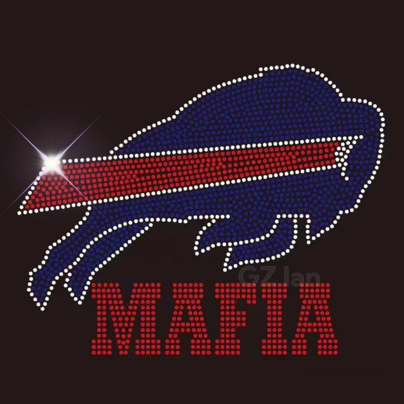 Bills Custom Rhinestone Transfers Hotfix Sport Team Football Motif Crystal Rhinestone Iron On Transfer