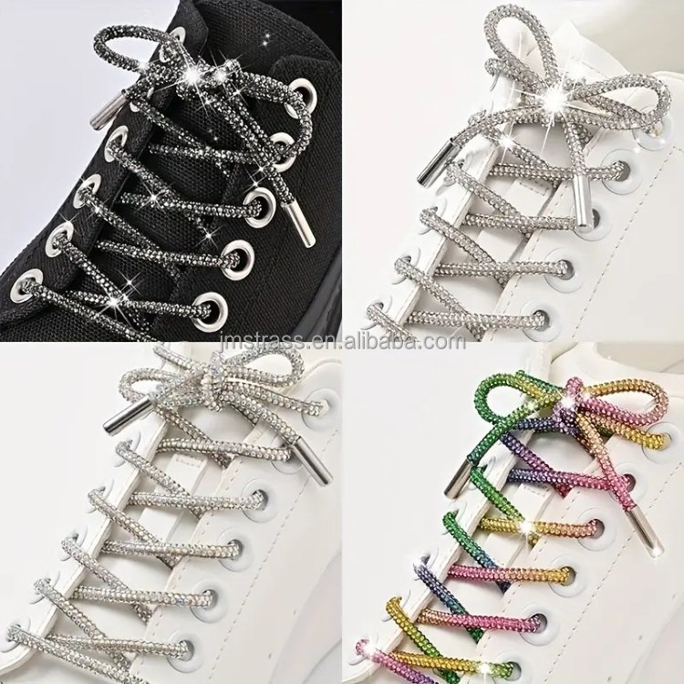 Wholesale Bling Laces Crystal Glitter Rope Hoodie String Glitter Shoe Lace rhinestone rope ribbon for Sneakers