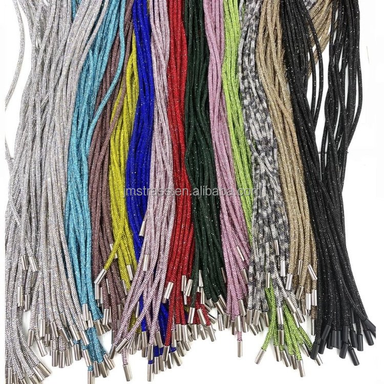 Wholesale Bling Laces Crystal Glitter Rope Hoodie String Glitter Shoe Lace rhinestone rope ribbon for Sneakers