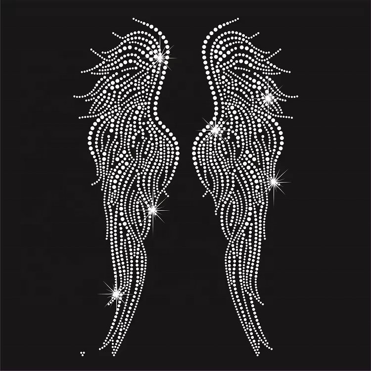 Custom Bling Rhinestone Logo Hotfix round Glass Rhinestone Transfer Template Pattern for Garments Bags