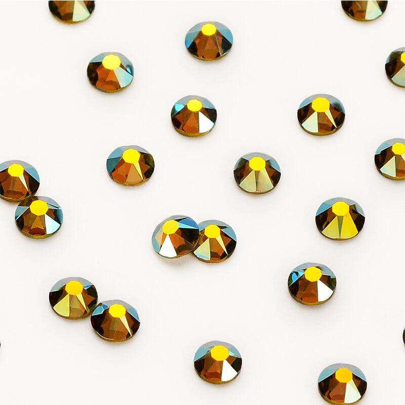 Ss6 8 10 12 16 20 30 Peridot AB Iron On Glass Stones Hot Fix Strass Crystal Hotfix Rhinestones For Clothes