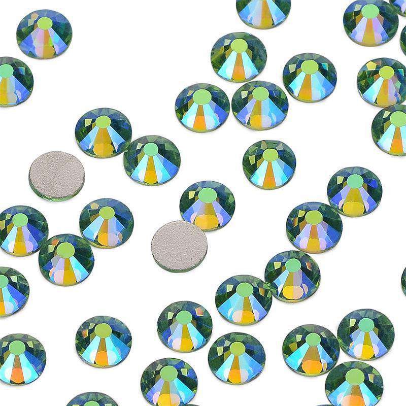 Ss6 8 10 12 16 20 30 Peridot AB Iron On Glass Stones Hot Fix Strass Crystal Hotfix Rhinestones For Clothes
