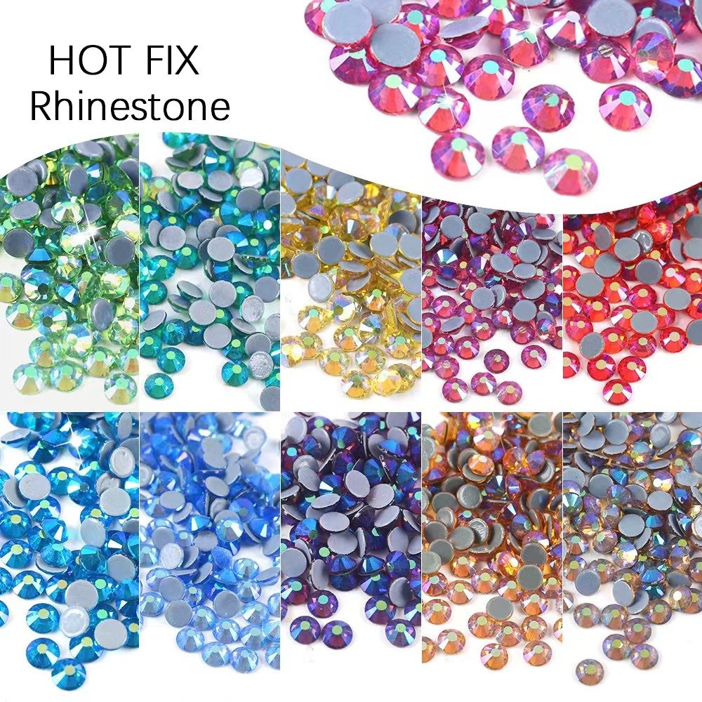 Wholesale High Quality Hot-Fix Glass Rhinestone Crystal Flatback Strass Stones DIY Garment Decoration tshirts