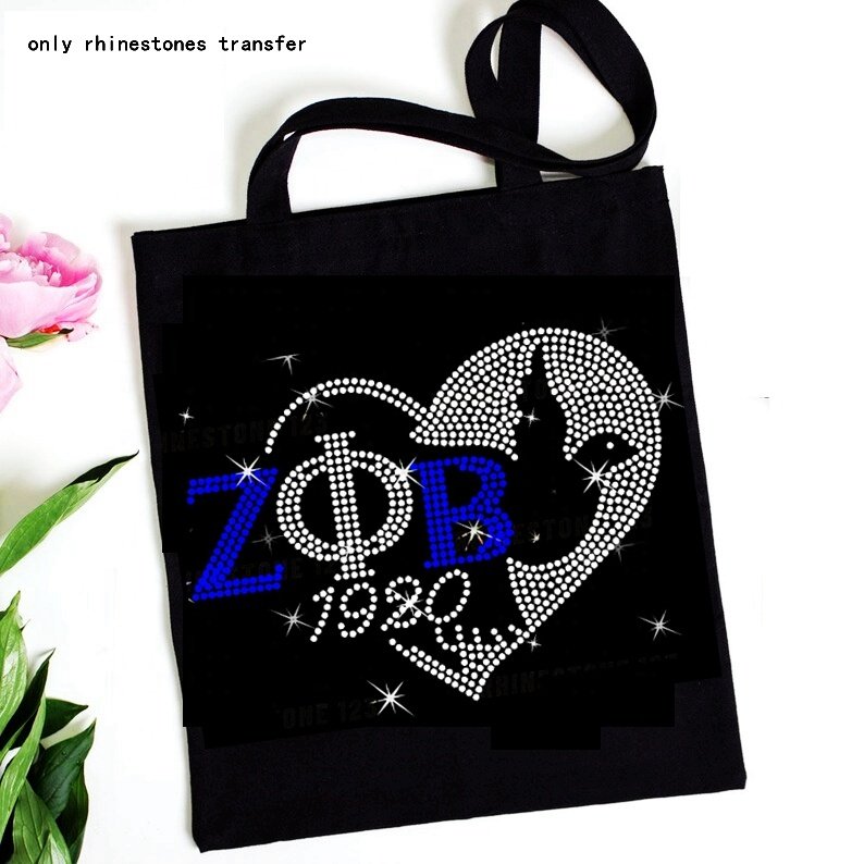 New Sorority Heart ZOB Zeta phi beta Rhinestones Transfer Design Hotfix Iron on Zeta phi beta Rhinestone Transfer Motif