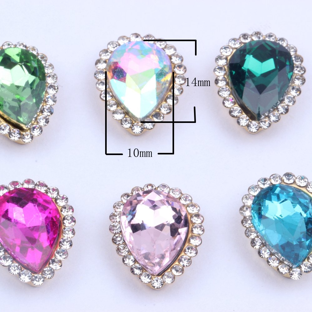 Hot Sale Flatback Claw Rhinestones Many Colors 200pcs Sewing Tear Shiny Crystals Stones Gold Base Sew On Rhinestones For Clothes