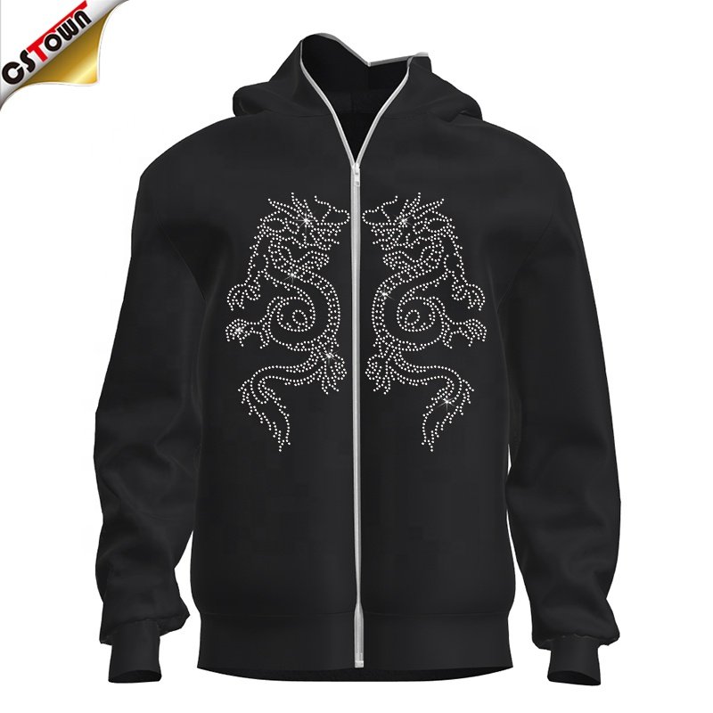 Wholesale Dragon Rhinestone Transfer Custom Iron Ons Heat Transfer Printing Rhinestone Patterns For Hoodie