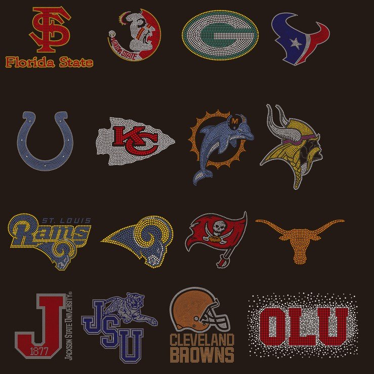 Kansas Chiefs Football Logo Heart Hot Fix Rhinestone Motif Heat Press Crystal Transfer Iron on Bling Diamond For DIY Shirt