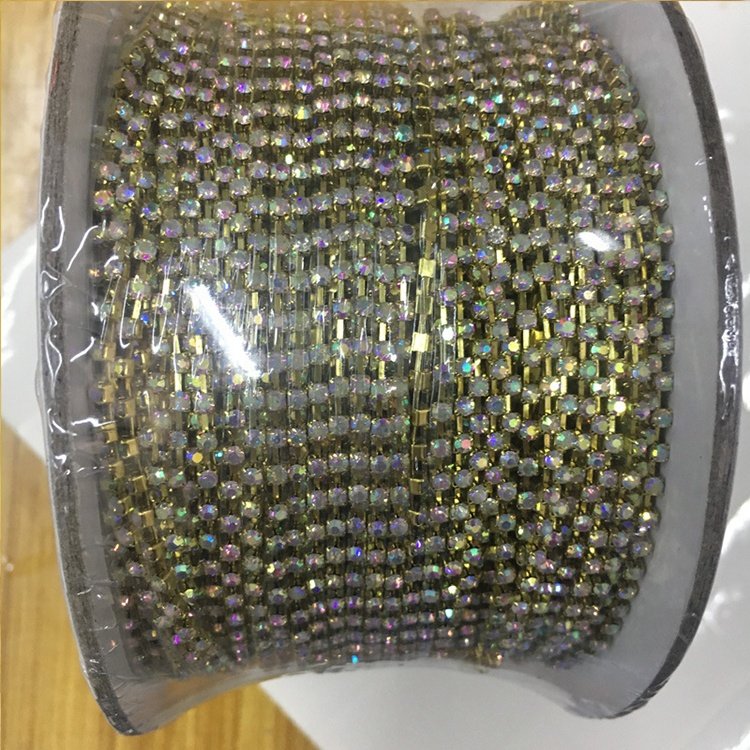 High Quality Transparent Rhinestone Claw Chain Diy Glitter Clothing Accessories Rhinestone Cup Chain