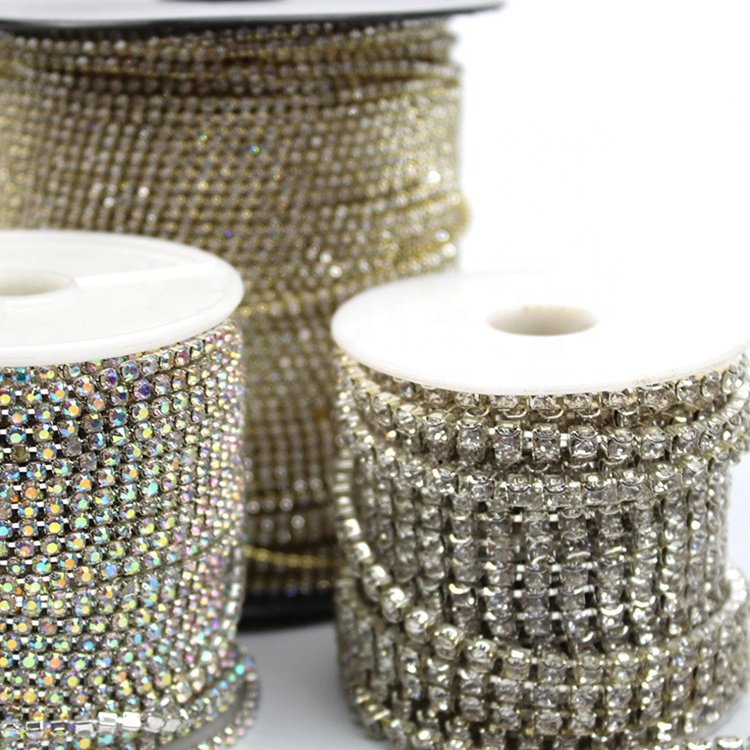 High Quality Transparent Rhinestone Claw Chain Diy Glitter Clothing Accessories Rhinestone Cup Chain