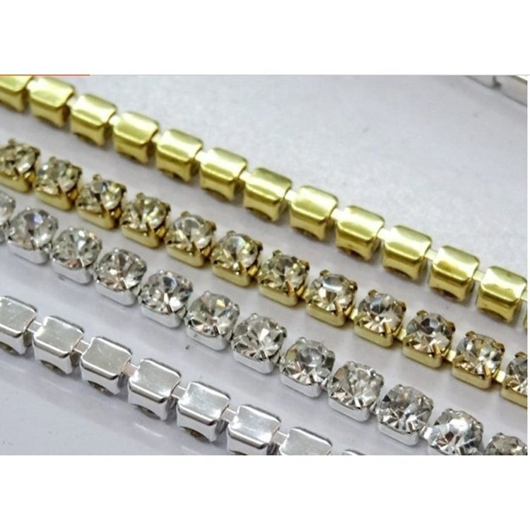 High Quality Transparent Rhinestone Claw Chain Diy Glitter Clothing Accessories Rhinestone Cup Chain
