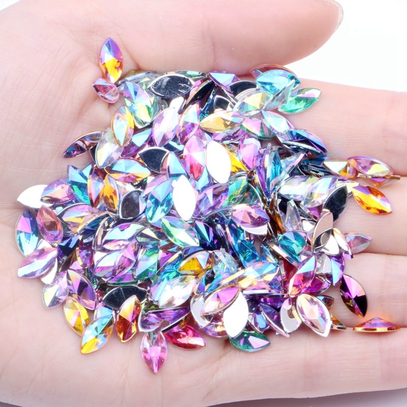 Wholesale Bulk Acrylic Rhinestones 7x15mm Flatback AB Pointed Horse Eye For DIY Nail Art Phone Cases Garments Acrylic Gem