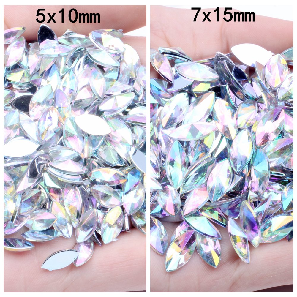 Wholesale Bulk Acrylic Rhinestones 7x15mm Flatback AB Pointed Horse Eye For DIY Nail Art Phone Cases Garments Acrylic Gem