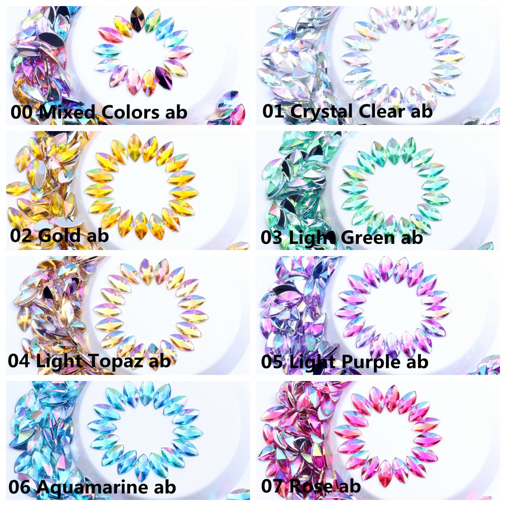 Wholesale Bulk Acrylic Rhinestones 7x15mm Flatback AB Pointed Horse Eye For DIY Nail Art Phone Cases Garments Acrylic Gem