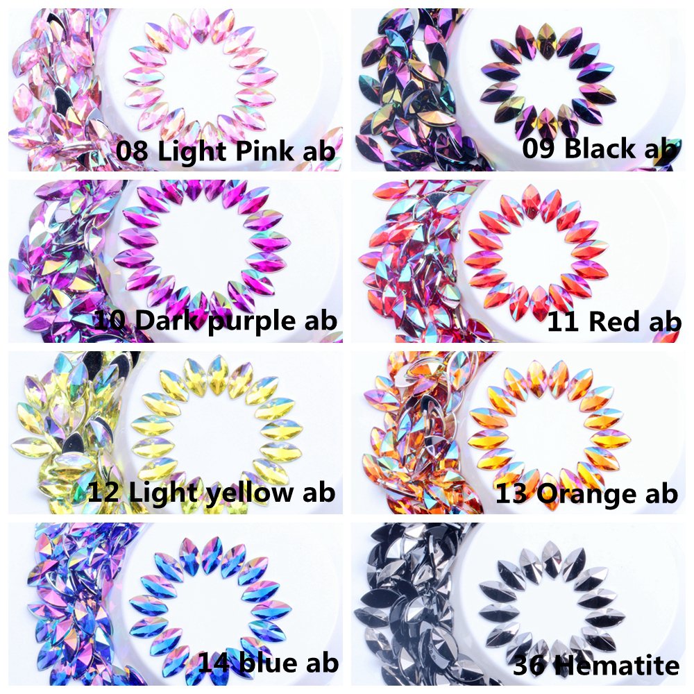 Wholesale Bulk Acrylic Rhinestones 7x15mm Flatback AB Pointed Horse Eye For DIY Nail Art Phone Cases Garments Acrylic Gem