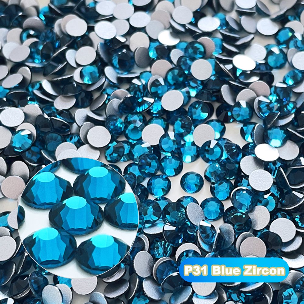 Yantuo ss3-ss20 blue zircon high quality Non Hot Fix Nail Art Rhinestones wholesale glass Rhinestones Loose Glass Strass
