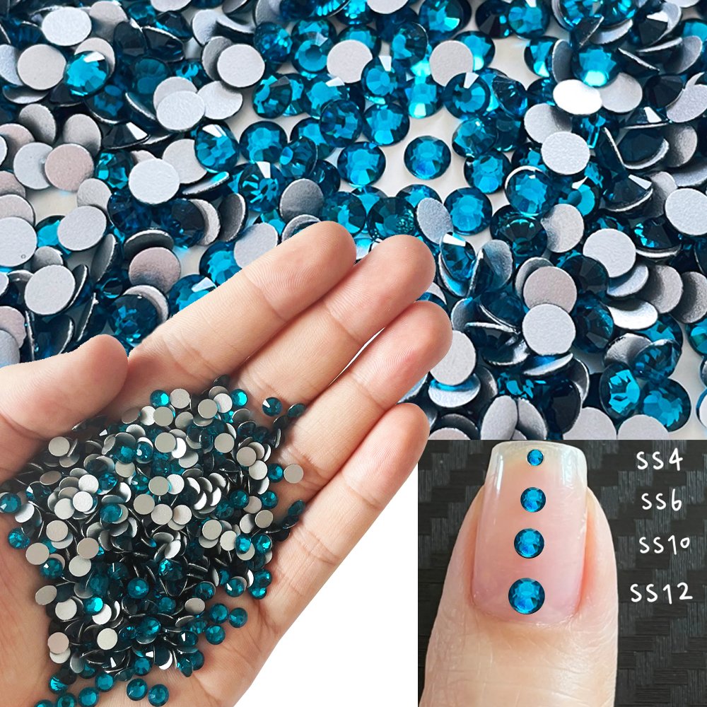 Yantuo ss3-ss20 blue zircon high quality Non Hot Fix Nail Art Rhinestones wholesale glass Rhinestones Loose Glass Strass