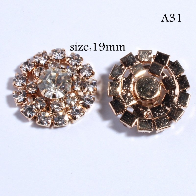 Flower Pearl Rhinestone Embellishment Flat Back Buttons for Wedding Crafts