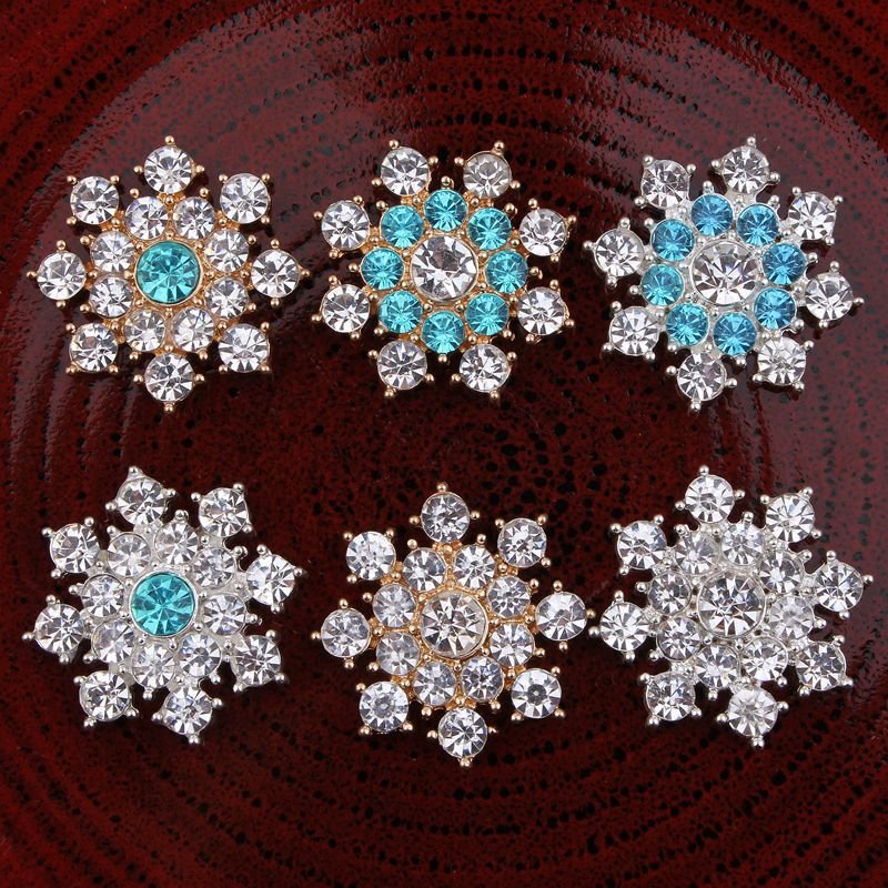 Flower Pearl Rhinestone Embellishment Flat Back Buttons for Wedding Crafts