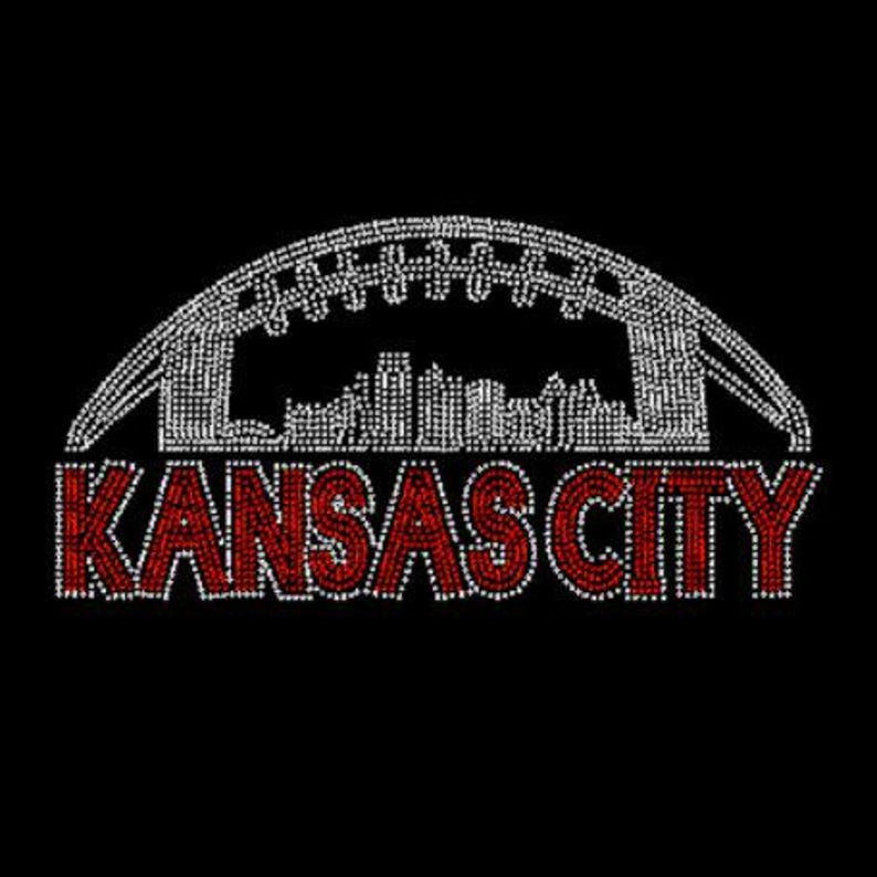 Hotfix Iron on NFL Kansas City Football KC Chiefs Rhinestone Heat Transfer Design for T shirt