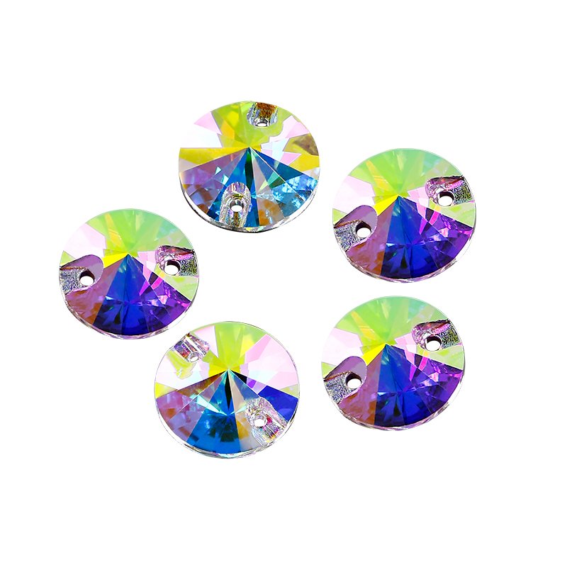 Rivoli shape Flatback Sew on crystal glass rhinestones wholesale lead-free crystal beads for garment sewing accessories