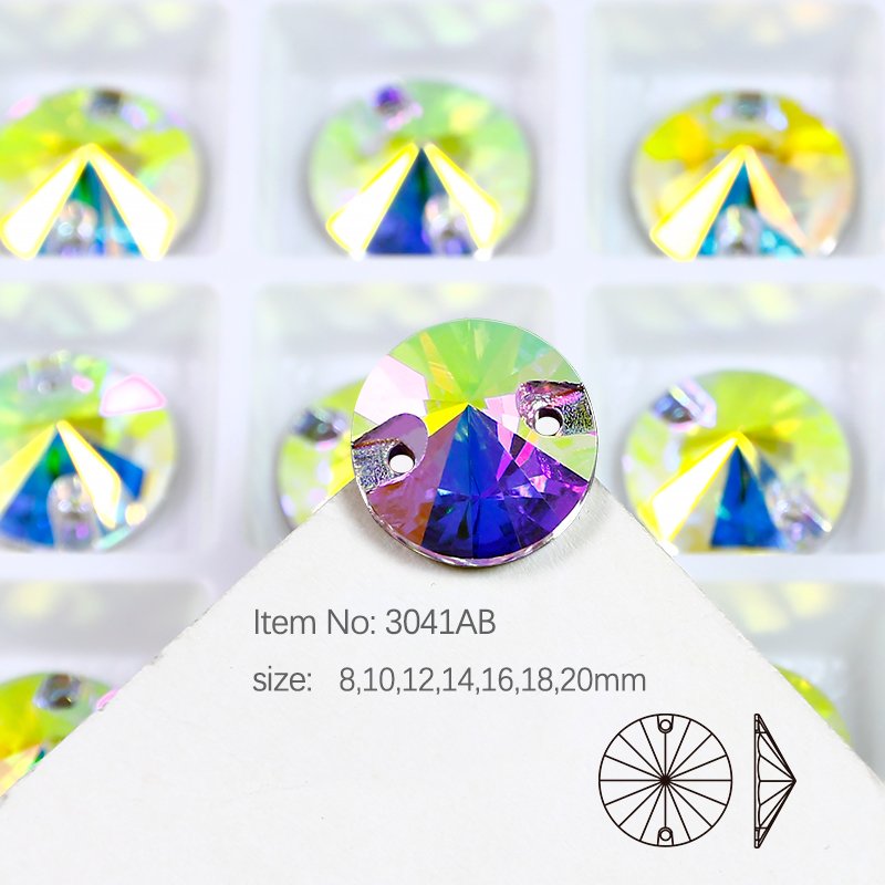 Rivoli shape Flatback Sew on crystal glass rhinestones wholesale lead-free crystal beads for garment sewing accessories