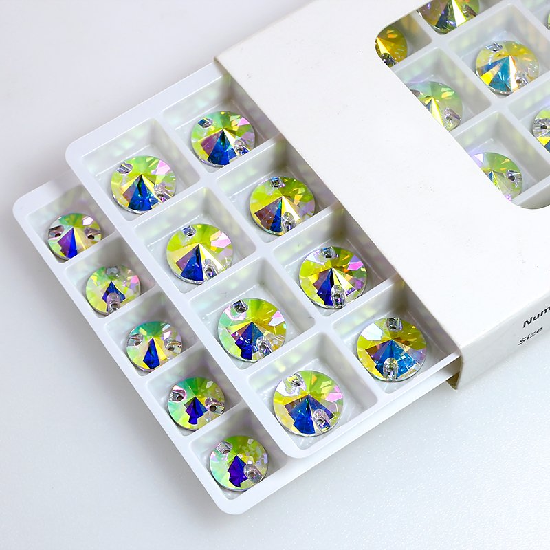 Rivoli shape Flatback Sew on crystal glass rhinestones wholesale lead-free crystal beads for garment sewing accessories