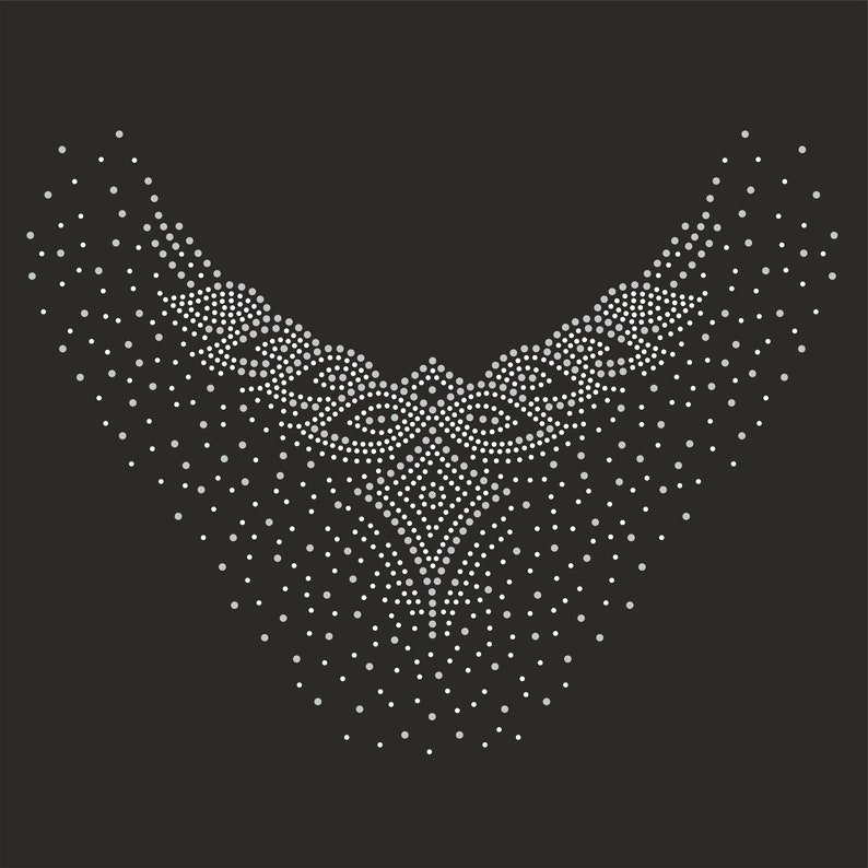 Hotfix Iron On Crystal Collar Neckline Template Custom Hot Fix Necklace Rhinestone Transfer Motif for Clothing Collar
