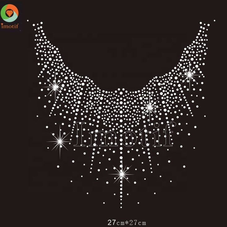 Hotfix Iron On Crystal Collar Neckline Template Custom Hot Fix Necklace Rhinestone Transfer Motif for Clothing Collar